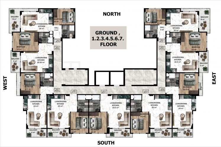 Fenercioğlu Skyland (1+1 Flat for Sale in Alanya Avsallar)