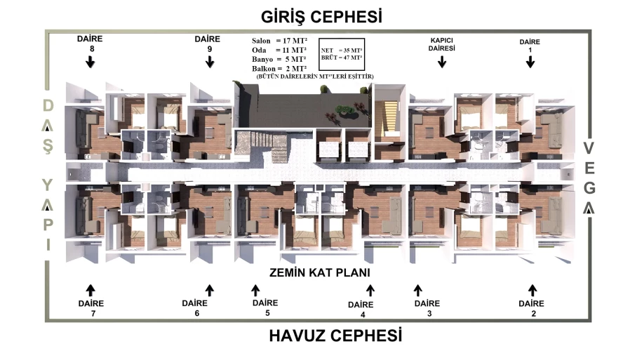 Luxuswohnungen zum Verkauf im Gazipaşa Vega-Projekt