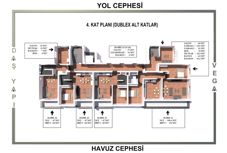 Luxuswohnungen zum Verkauf im Gazipaşa Vega-Projekt