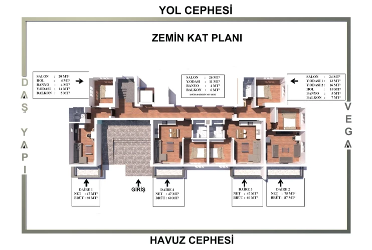 Luxuswohnungen zum Verkauf im Gazipaşa Vega-Projekt