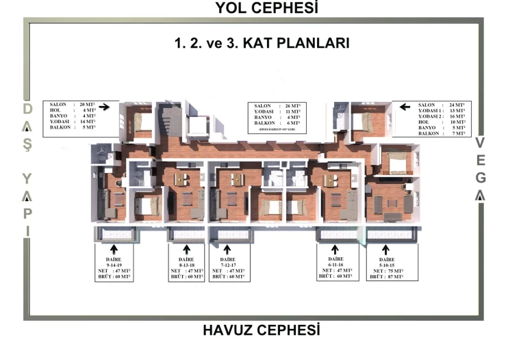 Luxuswohnungen zum Verkauf im Gazipaşa Vega-Projekt