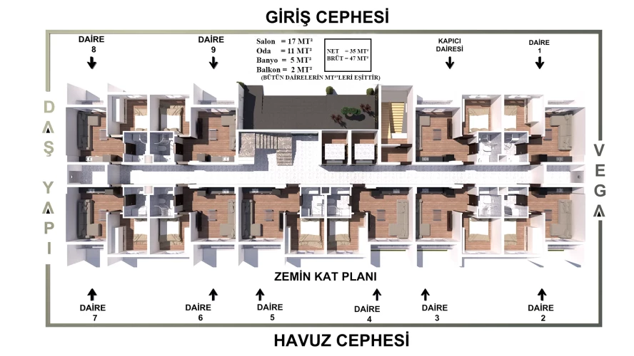 Luxuswohnungen zum Verkauf im Gazipaşa Vega-Projekt