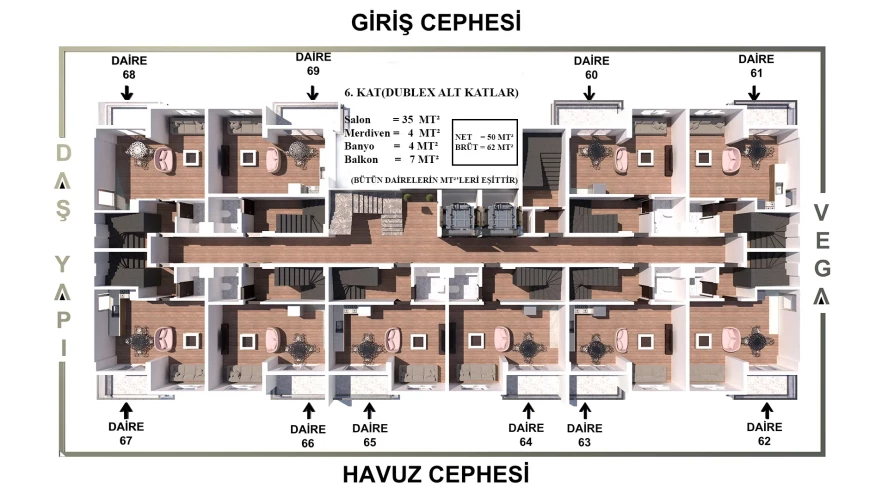 Luxuswohnungen zum Verkauf im Gazipaşa Vega-Projekt