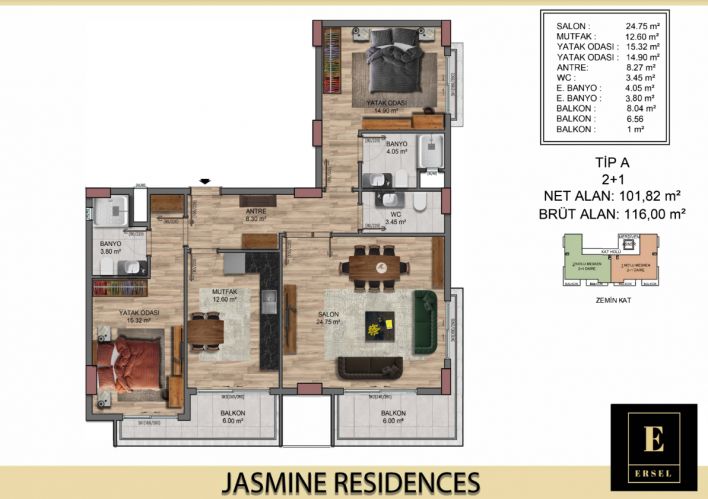 Jasmine Residence (Neue Wohnungen zum Verkauf in Okurcalar)
