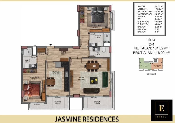 Jasmine Residence (Neue Wohnungen zum Verkauf in Okurcalar)