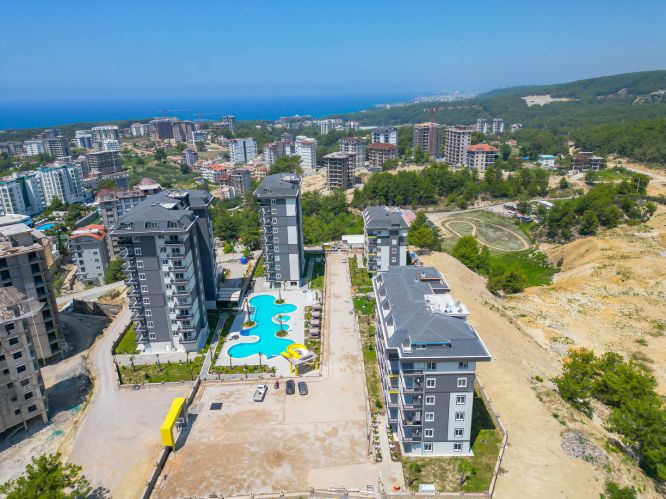 Olive Paradise (1+1 Flat for Sale with Sea View in Alanya Avsallar)